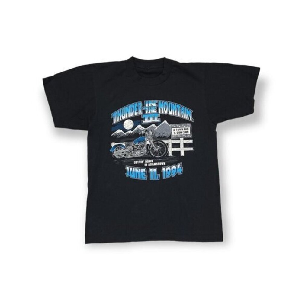 Vintage Thunder in the Mountain Harley Riding Bike T Shirt Mens Medium 90s